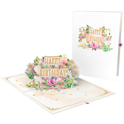 Happy Birthday Blumen - Geburtstagskarte - Pop Up Karte