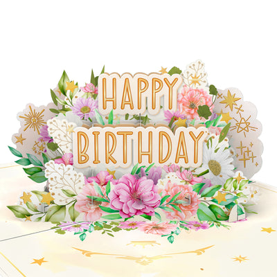 Happy Birthday Blumen - Geburtstagskarte - Pop Up Karte