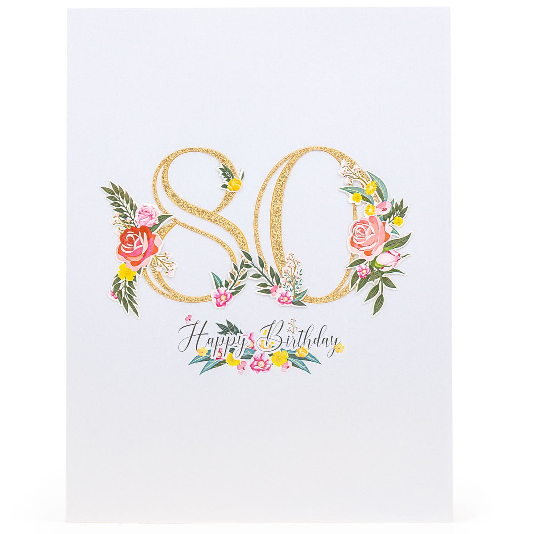 80. Geburtstagskarte Für Frauen - Blumen, Folie & Prägung | Blossom & Bloom Reihe
