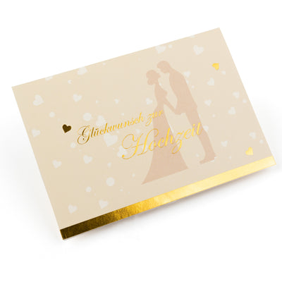 Hochzeitskarte Ja & Ringe Gold Pop-Up Karte