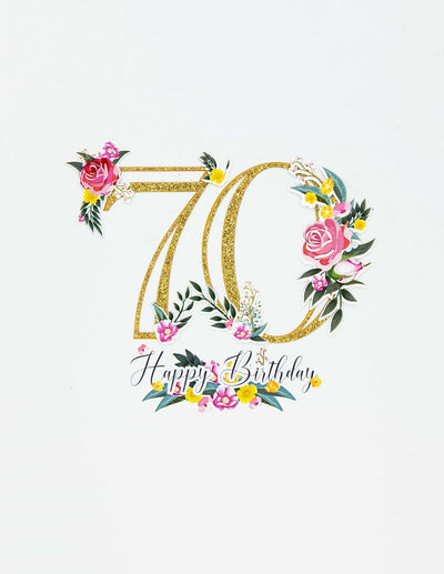 Zum 70. Geburtstag mit Blumen Pop-Up Karte