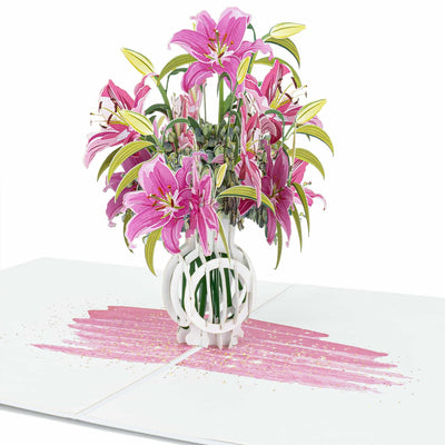 Lilien in Vase Pop-Up Karte