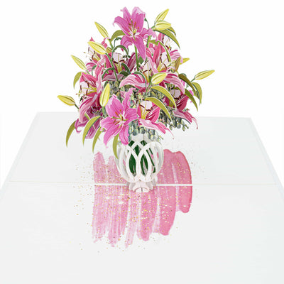 Lilien in Vase Pop-Up Karte