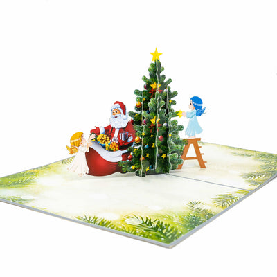 Weihnachtsman und Kinder Pop-Up Karte