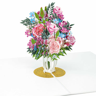 Rosen in Vase Pop-Up Karte