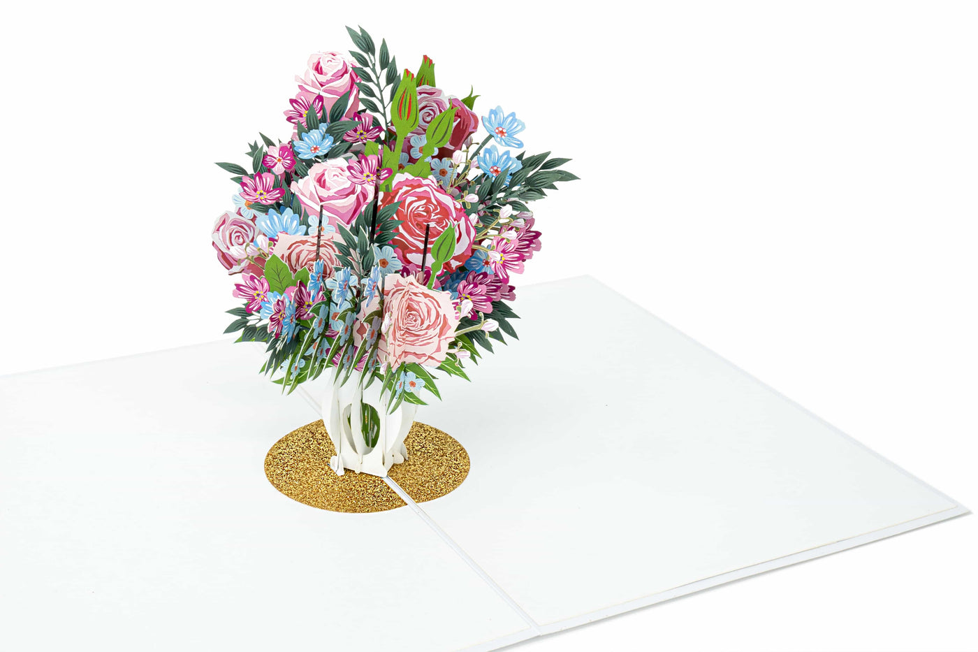 Rosen in Vase Pop-Up Karte