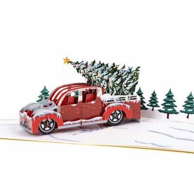 Truck und Weihnachtsbaum Pop-Up Karte