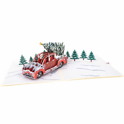 Truck und Weihnachtsbaum Pop-Up Karte