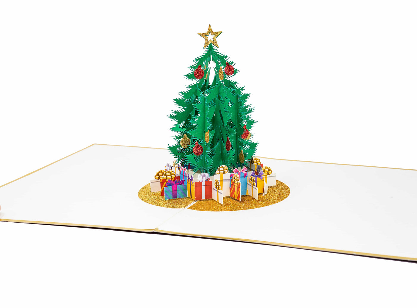 Weihnachtsbaum Gold Pop-Up Karte