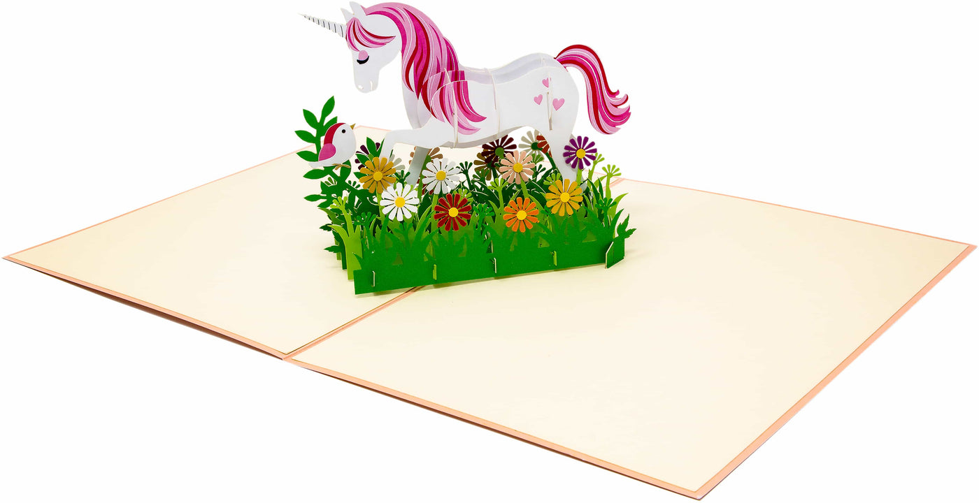 Pop-Up Karte für Kinder mit einem Einhorn | Geburtstagskarte