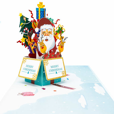 Santa in einer Box Pop-Up Karte