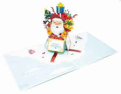 Santa in einer Box Pop-Up Karte