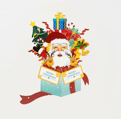 Santa in einer Box Pop-Up Karte