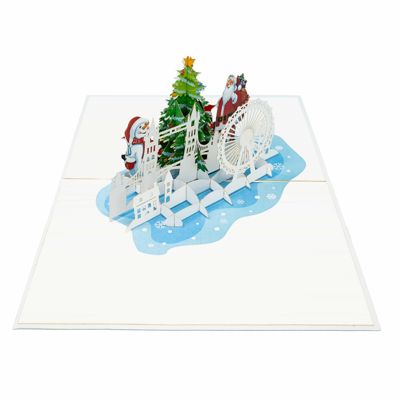 Schneemann, Santa und Pinguine Pop-Up Karte