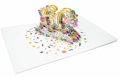 Zum 60. Geburtstag mit Blumen Pop-Up Karte