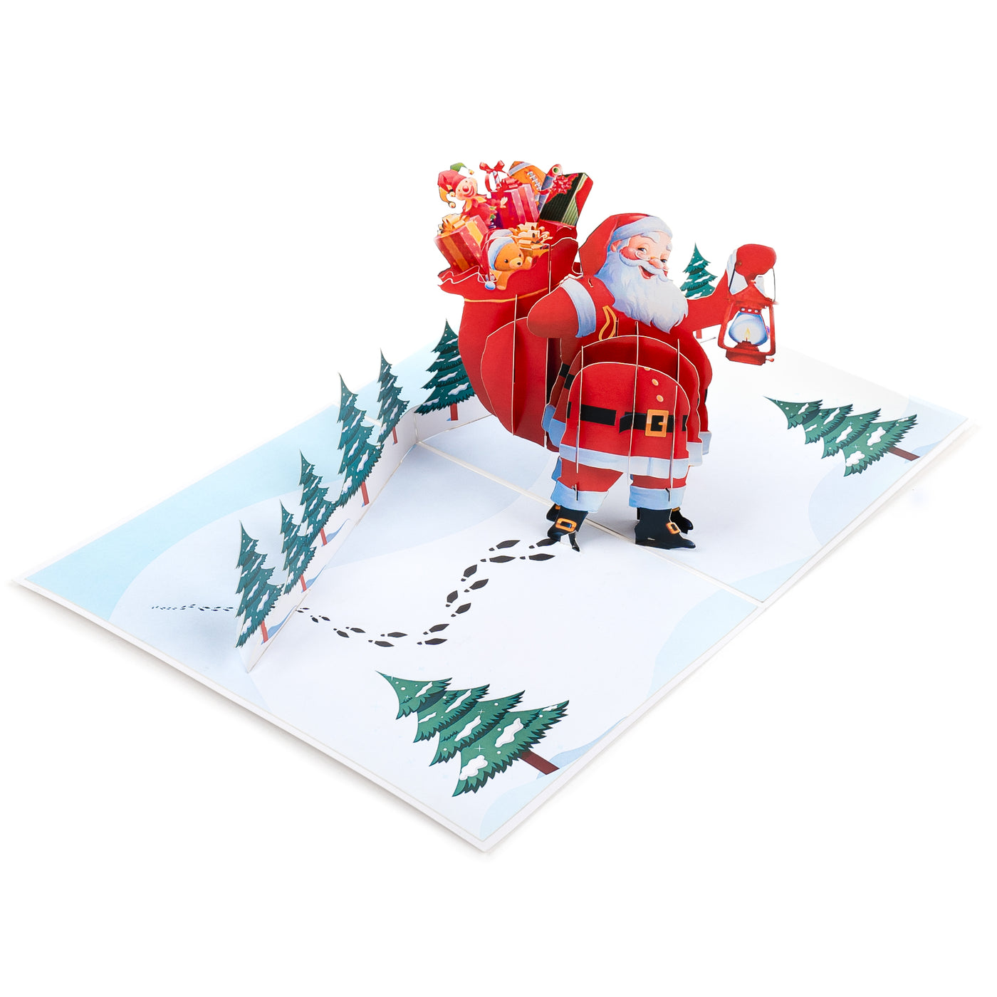 Santa mit Latterne Pop-Up Karte